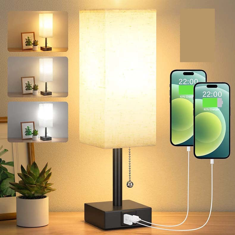 Desk lamp zipper switch three color temperature variable light A+C USB charging