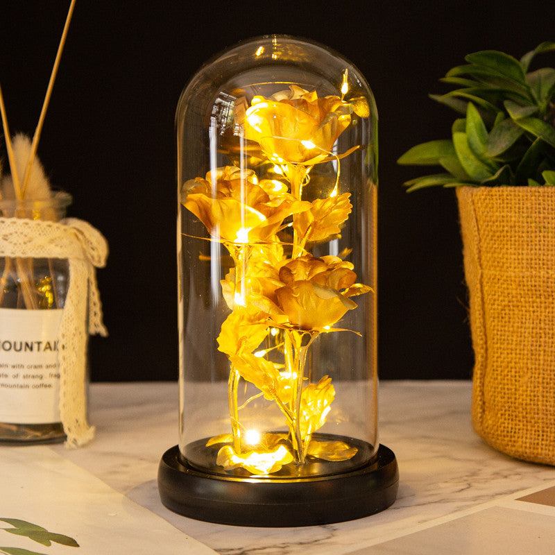 Three gold foil flower glass cover