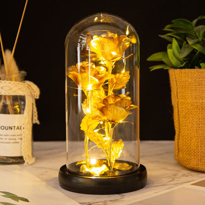 Three gold foil flower glass cover