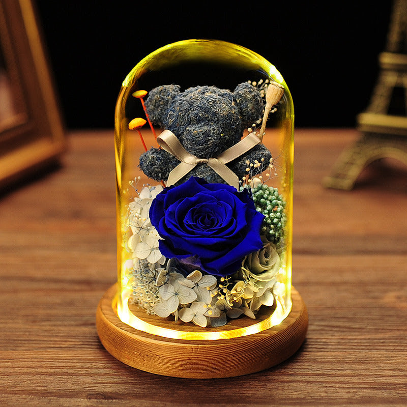 Valentine's Day Gift Everlasting Flower Bear  Glass Cover