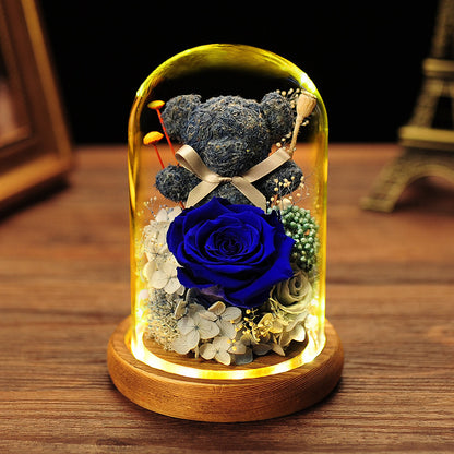 Valentine's Day Gift Everlasting Flower Bear  Glass Cover